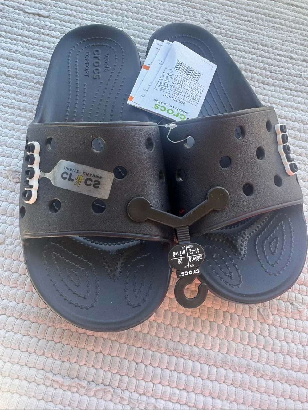 Crocs Classic Slide Black Unisex Sandals M8/W10 NWT Comfort Recovery